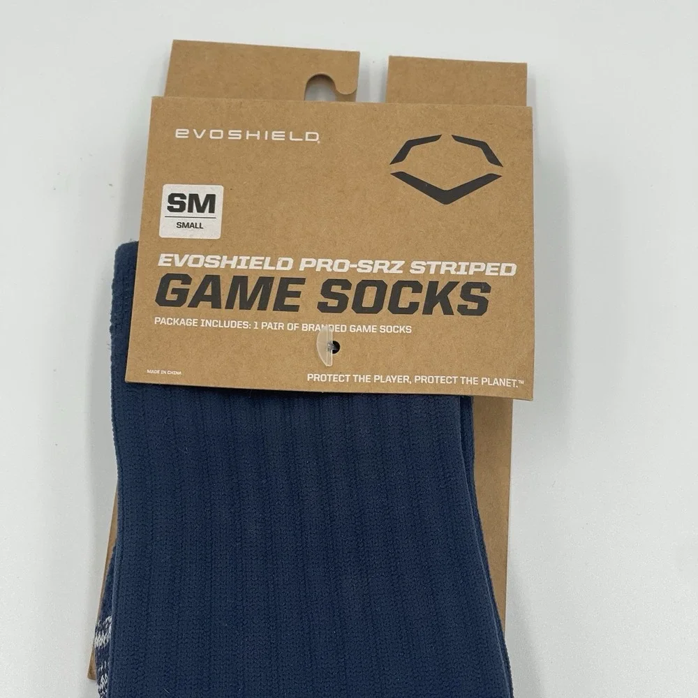 Evoshield PRO-SRZ Striped Baseball/Softball Game Socks Navy/White Size Small - Picture 2 of 5